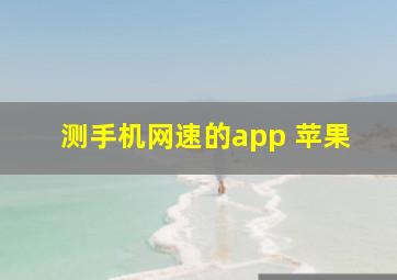 测手机网速的app 苹果